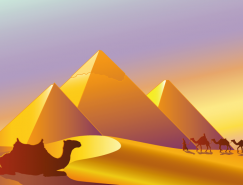 骆驼和金字塔矢量素材