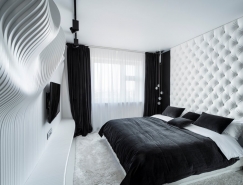 動感的波浪牆:黑與白演繹完美臥室空間