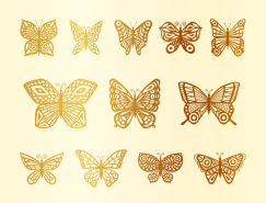 12款剪纸风格金色蝴蝶矢量素材