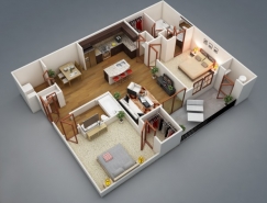 二居室戶型裝修3D布局效果圖欣賞
