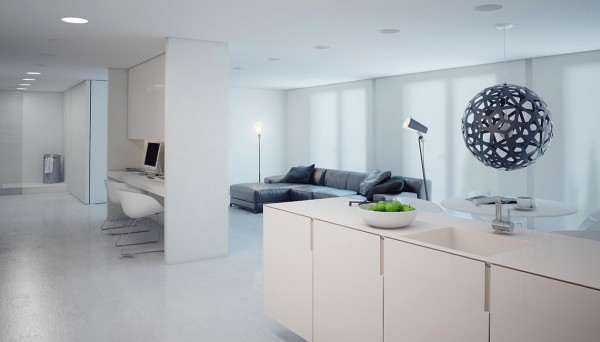圣彼得堡89平米现代简约白色公寓设计