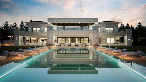 拥有室外泳池和网球场的西班牙豪华别墅设计