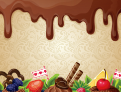 巧克力和甜品背景矢量素材