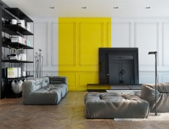 清新黃色點綴的現代公寓欣賞