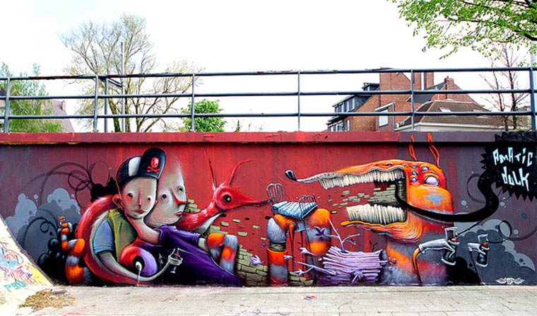 诡异和幻想的动物:街头艺术家DULK作品欣赏