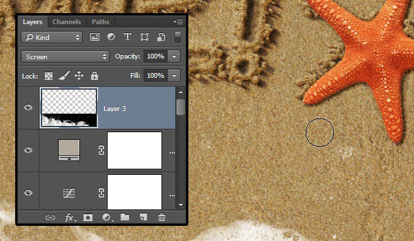 利用画笔描边及图层样式制作沙滩划痕字