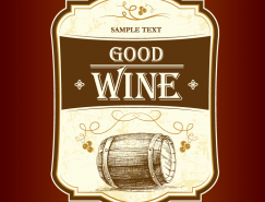 复古风格葡萄酒标签设计矢量素材