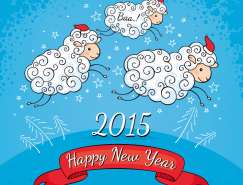 2015年可爱卡通绵羊背景矢量素材
