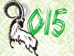 2015手绘风格山羊背景新年矢量
