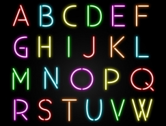 霓虹效果字母和数字符号矢量素材