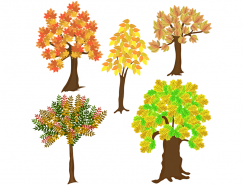 5个手绘秋季树木矢量素材