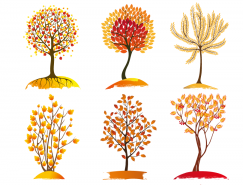 9款手绘风格秋季树木矢量素材
