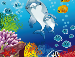 卡通海底世界鱼类插画矢量素材