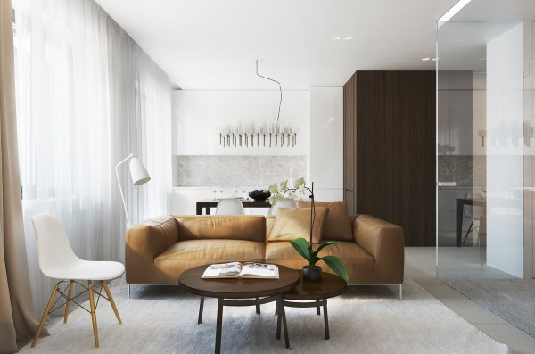 温暖的色调:4个时尚现代的公寓设计欣赏