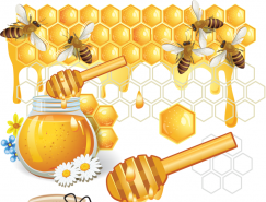 蜜蜂与蜂蜜矢量素材