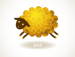 2015金色绵羊背景矢量素材
