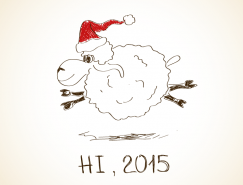 2015手绘绵羊背景矢量素材
