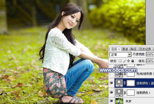 Photoshop打造唯美的冬季灰蓝外景美女图片