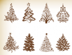 15款手绘圣诞树矢量素材