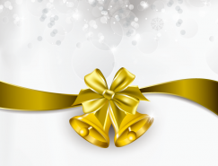 金色圣诞铃铛和蝴蝶结矢量素材