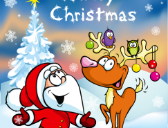 卡通圣诞老人和驯鹿矢量素材