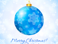 蓝色圣诞吊球雪花背景矢量素材