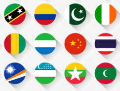 220个世界各国国旗圆形图标矢量素材
