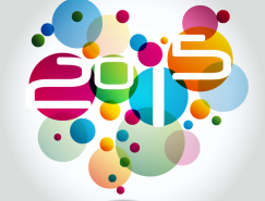 2015艺术字彩色圆形叠印背景矢量素材