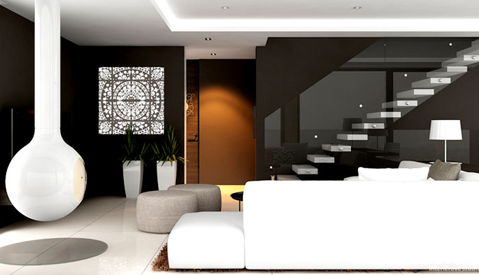 瑞士简约现代豪宅的棕色装修设计