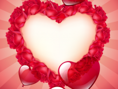 浪漫情人节红心玫瑰背景矢量素材