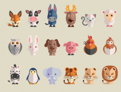24款可爱动物图标矢量素材