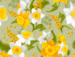 黄白花卉背景矢量素材