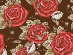 复古红色玫瑰花背景矢量素材