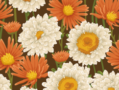 美丽的花朵复古图案背景矢量素材(3)