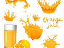 飞溅动感的橙汁矢量素材