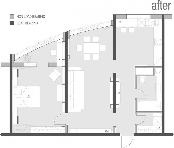 2个75平米单卧室公寓设计