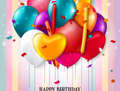 生日快乐彩色气球矢量素材