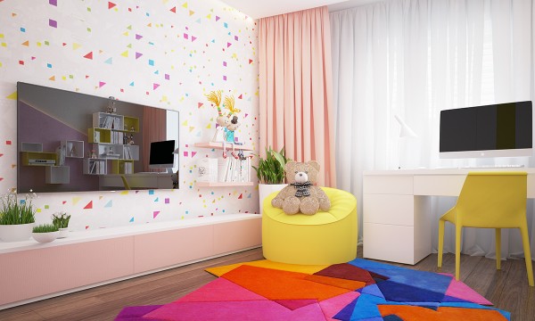 跳跃的色彩搭配:温馨简约的现代公寓设计