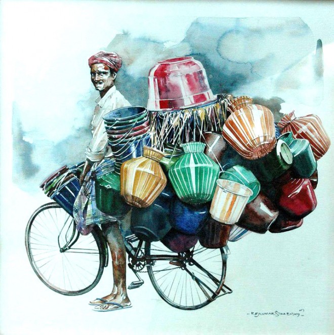 印度艺术家Rajkumar Sthabathy肖像水彩画欣赏