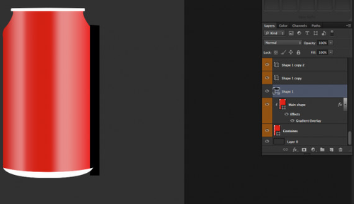 PS绘制逼真的可口可乐易拉罐