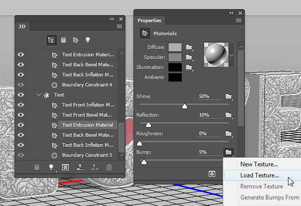 利用3D工具制作细腻的浮雕花纹立体字