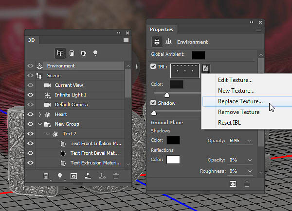 利用3D工具制作细腻的浮雕花纹立体字