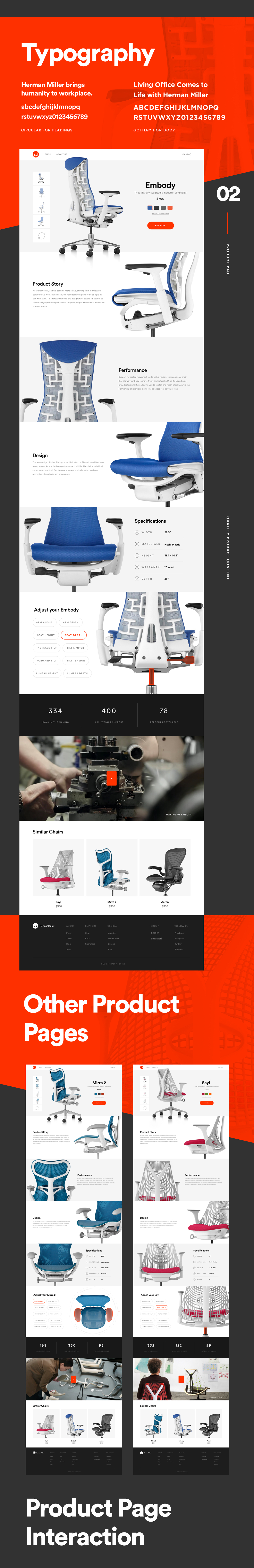 精美的版式和互动体验:Herman Miller网页概念设计