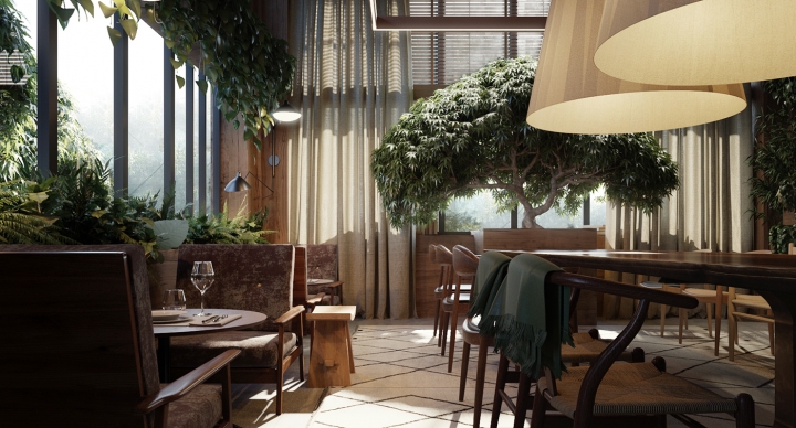 满眼葱绿的绿植:阿拉木图清新别致的餐厅设计