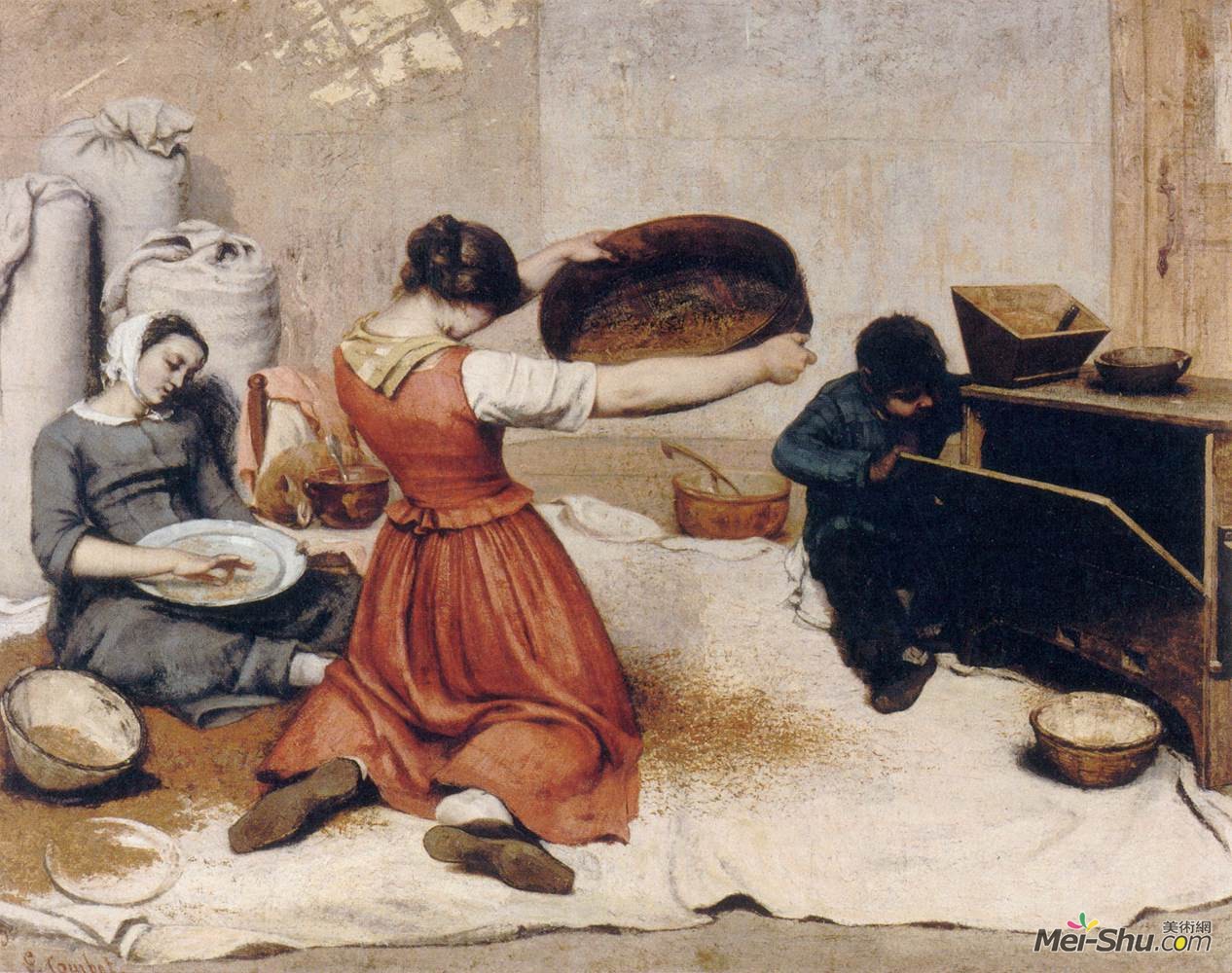 居斯塔夫·庫爾貝Gustave Courbet作品 篩麥婦