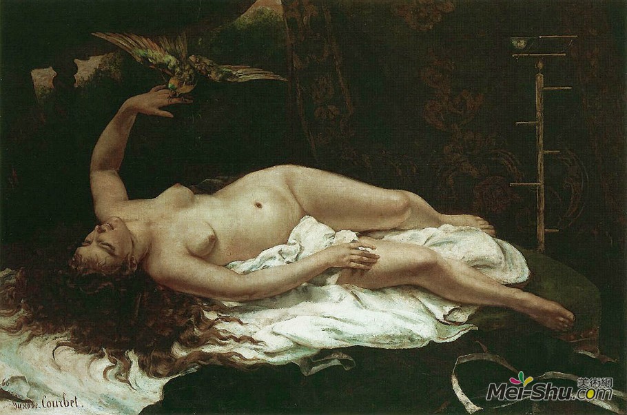居斯塔夫·庫爾貝Gustave Courbet作品 女子和鸚鵡﹝Woman with a Parrot﹞
