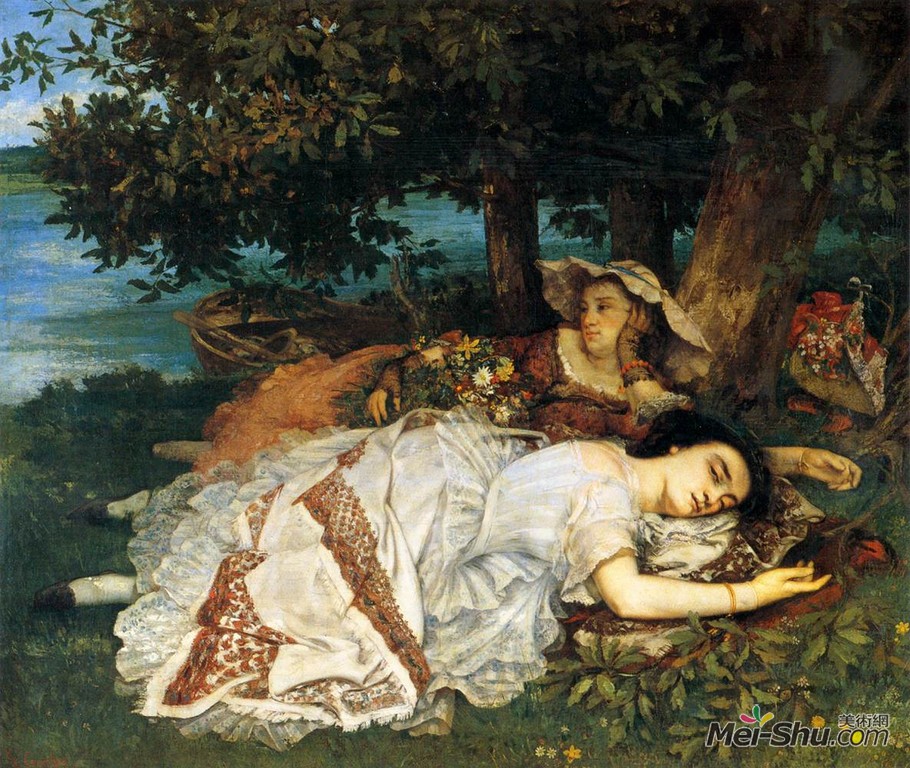 居斯塔夫·庫爾貝Gustave Courbet作品 塞納河邊的年輕女士
