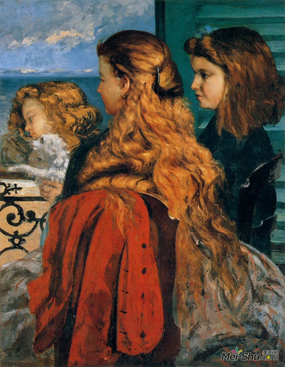 居斯塔夫·庫爾貝Gustave Courbet作品 窗口前的三個英國女孩