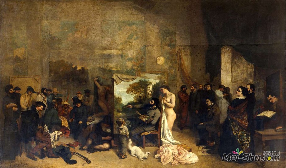 居斯塔夫·庫爾貝Gustave Courbet作品 畫室裏的畫家﹝The Painter's Studio﹞