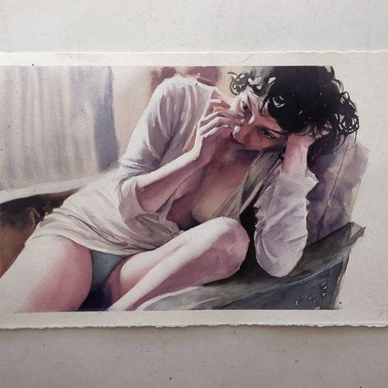 Marcos Beccari柔软和感性水彩肖像插画欣赏